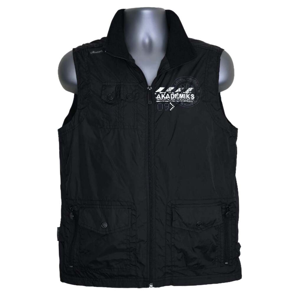 Akademiks Men's Graphic Print Tactical Ranger Style Vest Black Size XL